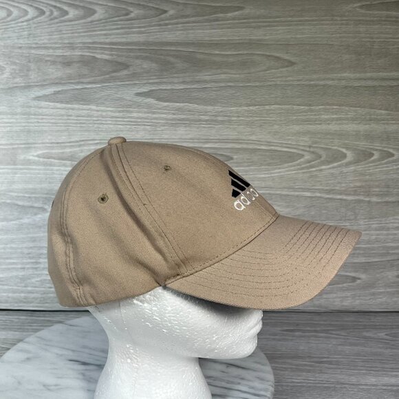 Adidas Dad Hat Size L/XL Tan Khaki Baseball Cap Navy Logo Embroidered Wool Blend - Picture 5 of 9